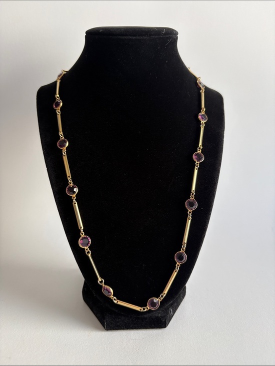 Jewelry - Gold Purple Gem Accent Chain Necklace Women Jewelry